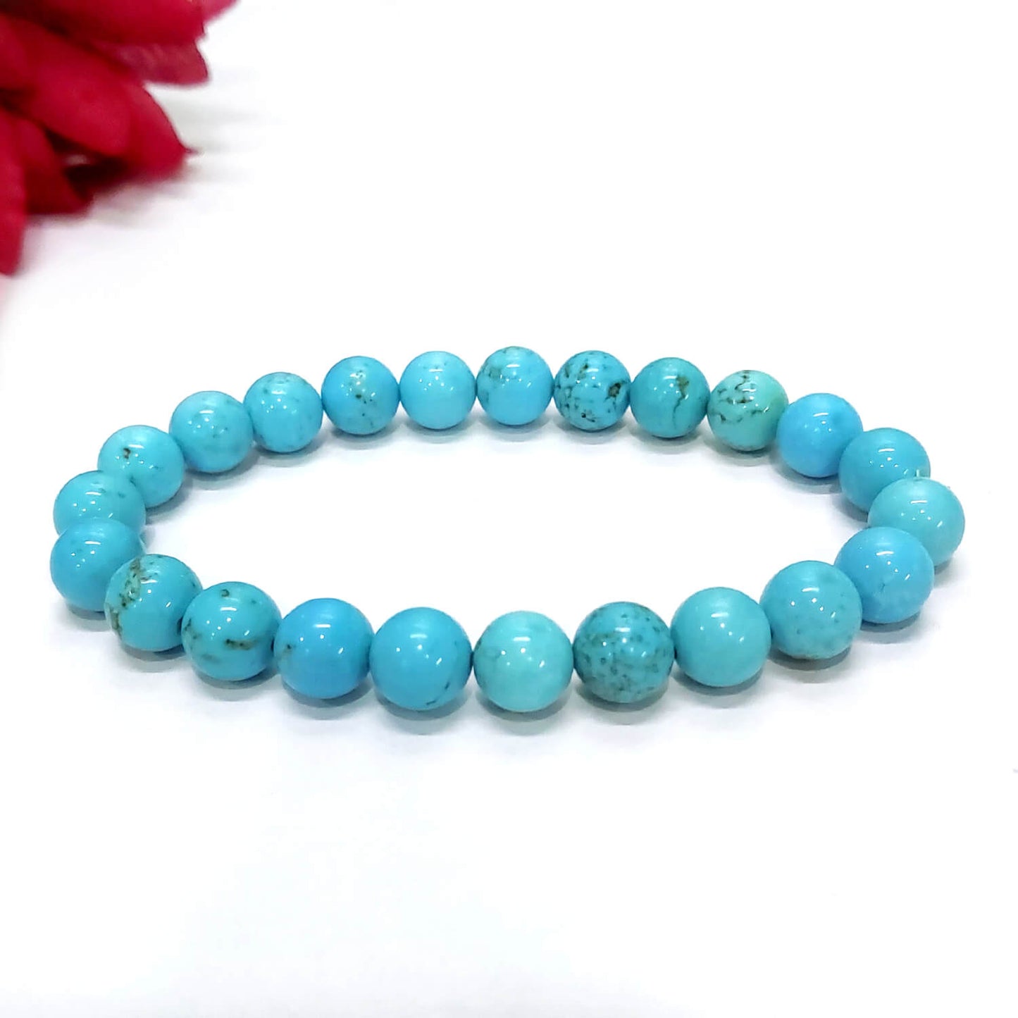 Certified Premium Blue Magnesite Turquoise 8mm Natural Stone Bracelet