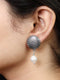 Imeora Oxidised Silver Stud With Pearl Hanging Earrings