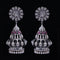 925 Silver Long Handmade Earring with Ruby Color and Silver Ball Hanging