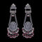 925 Silver Handmade Earring With Ruby Color and Fresh Water Pearls Hanging