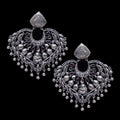 925 Silver Ganpati Handmade Earring With Ruby Color and Silver Ball Hanging