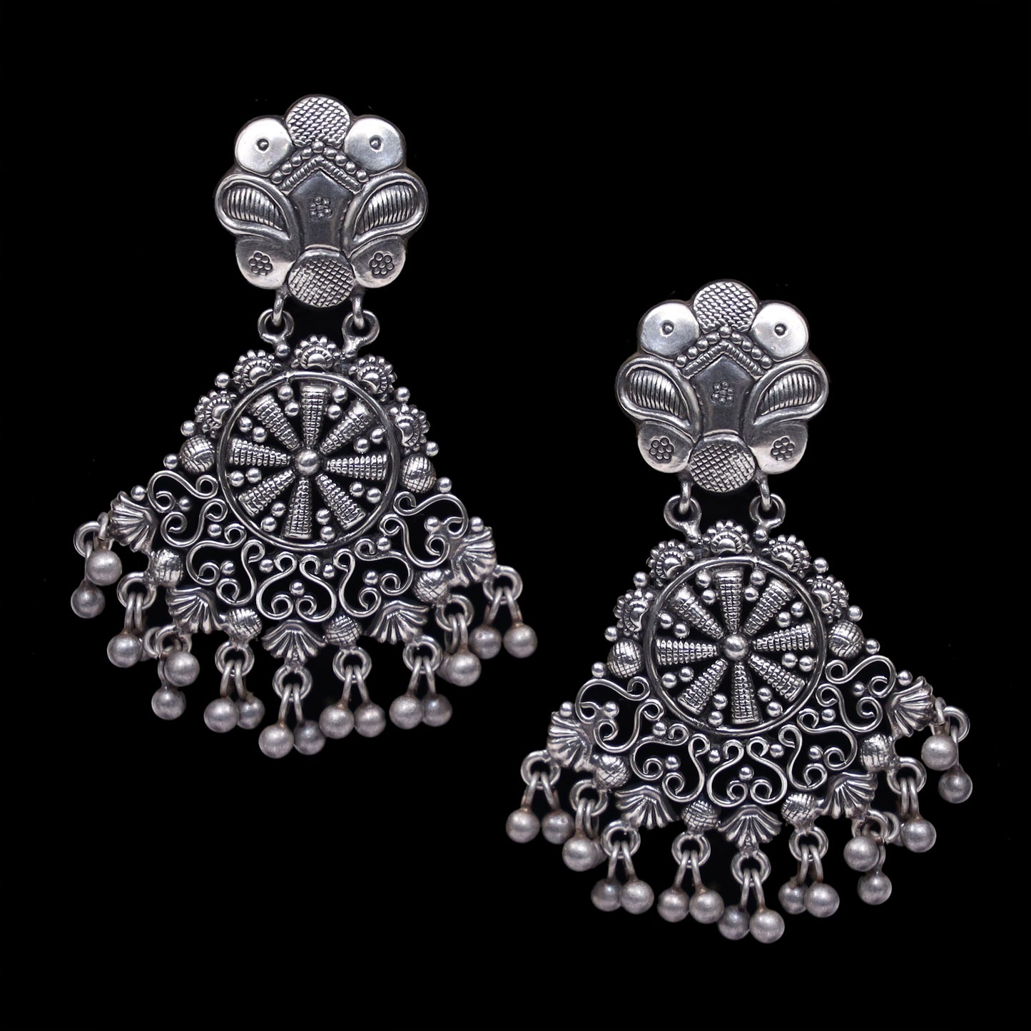 925 Silver Handmade Earring With Silver Ball Hanging