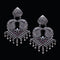 925 Silver Antique Look Handmade Earring With Ruby Color and Silver Ball Hanging