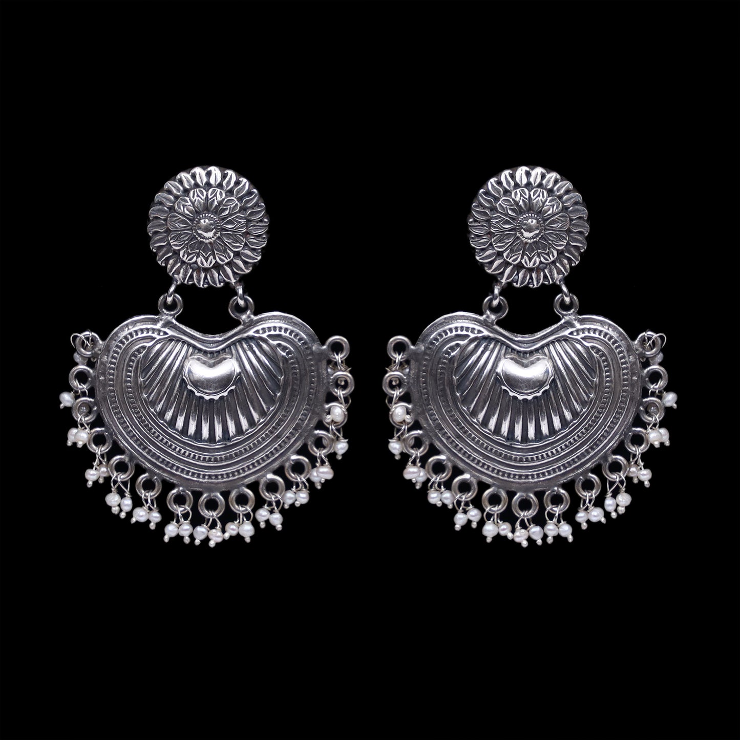 925 Silver Antique Look Handmade Earring with Fresh Water Pearl Hanging