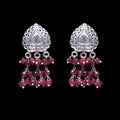 925 Silver Handmade Earring With Ruby Color Hanging