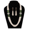 Imeora Designer Dark Green Multiline Necklace Set With Dual Brooch