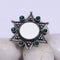 925 Silver Antique Look Green Adjustable Ring With Mirror