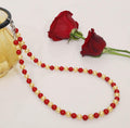 Imeora Golden Red 8mm Shell Pearl Necklace With Red Studs