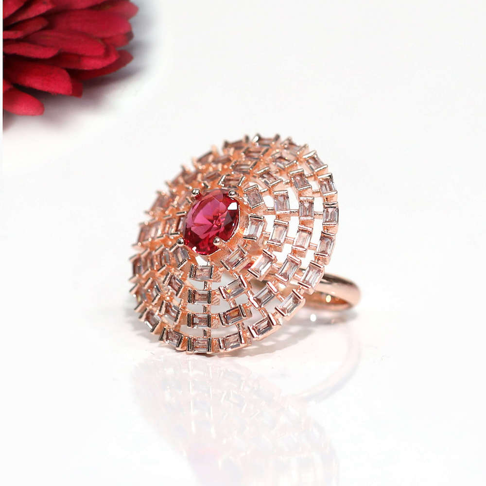 Eva Rose Gold Cocktail Adjustable Ring