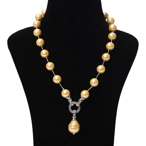 Imeora Stylish Golden Shell Pearl Necklace With Shell Pearl Pendant