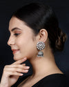 925 Silver Handmade Earring With Zircon and Silver Ball Hanging Jhumki