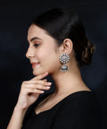 925 Silver Handmade Earring With Zircon and Silver Ball Hanging Jhumki