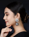 925 Silver Handmade Earring With Ruby Color and Silver Ball Hanging Jhumki