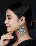 925 Silver Dual Peacock Antique Look Handmade Earring With Turquoise and Silver Ball Hanging