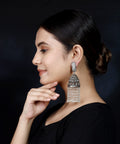 925 Silver Long Antique Look Handmade Earring with Fresh Water Pearl Hanging Jhumki