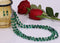 Imeora Tripple Line Dark Green Agate Necklace Set With 4mm Beads and Earrings