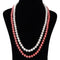 Imeora White Reddish Pink 8mm Double Line Shell Pearl Necklace With 10mm Reddish Shell Pearl Studs