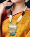 Imeora Designer Multiline Green Necklace Set With Big Pendant And Handmade Dori
