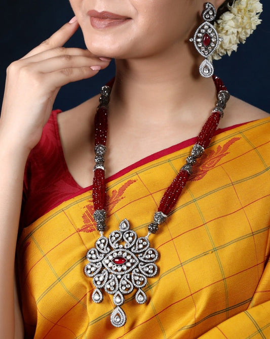 Imeora Exclusive Designer Maroon Necklace Set