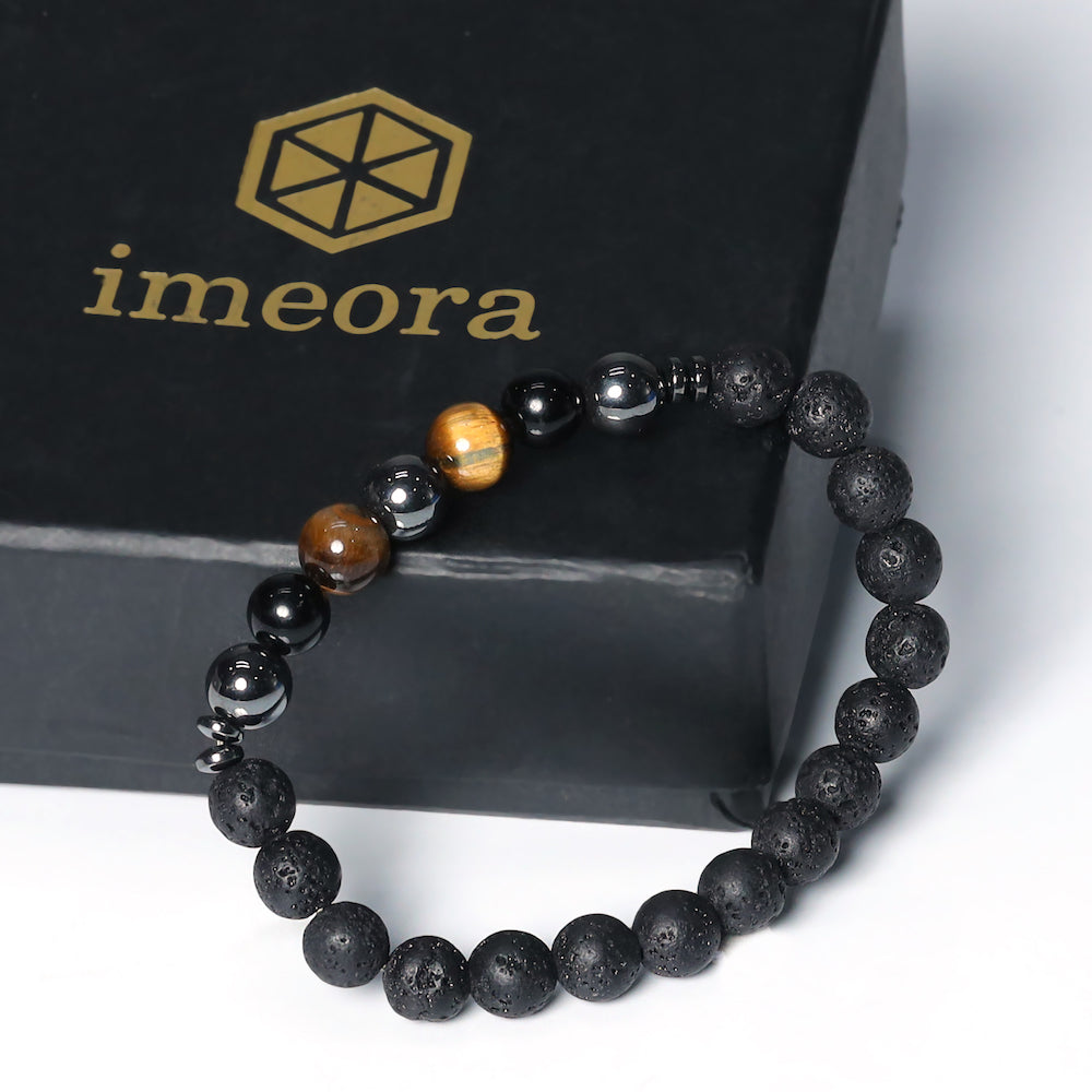 Certified Triple Protection 8mm Bracelet With Lava Stone – Imeora