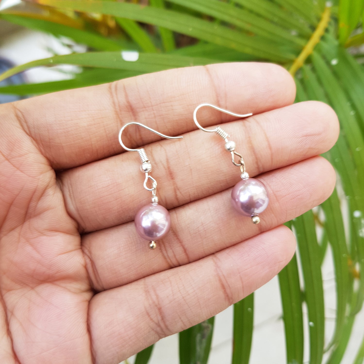 Metallic Peach Shell Pearl Earrings