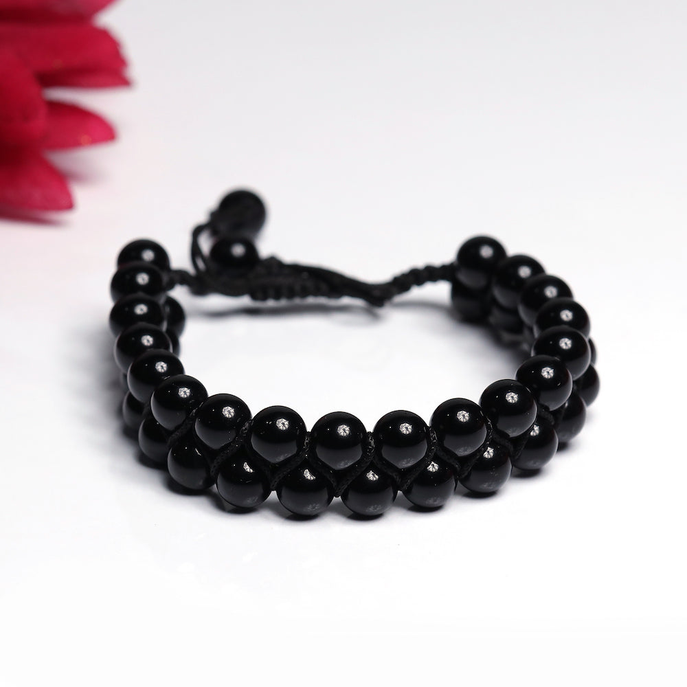 Double Layer Black Obsidian 8mm Natural Stone Bracelet