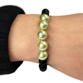 Green Shell Pearls 10mm Bracelet With 8mm Black Beads