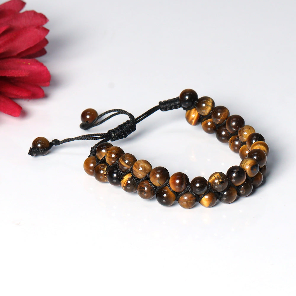 Handmade Double Layer Tiger Eye 8mm Natural Stone Bracelet