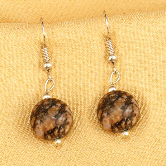 Imeora Rhodonite 12mm Natural Stone Earrings