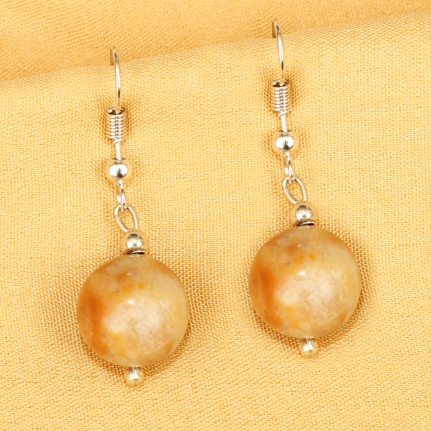 Imeora  Yellow Jasper 12mm Natural Stone Earrings