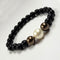 Chocolate And White Shell Pearls Bracelet With 8mm Black Beads