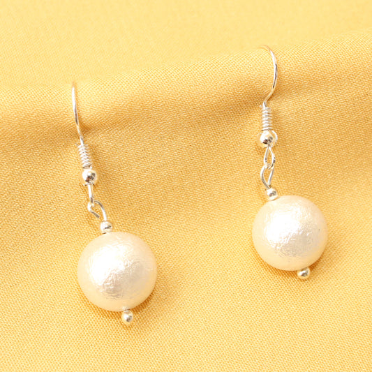 White Matt Pearl Earrings