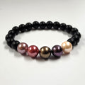 Multicolor Shell Pearls 10mm Bracelet With 8mm Black Beads