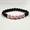 Pink Shell Pearls 10mm Bracelet With 8mm Black Beads