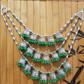 Imeora Multi Jhumki Tribal Necklace with Green Hangings