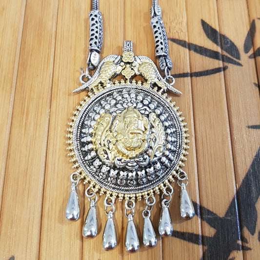 Imeora Ganpati Pendant with Hangings and Peacock