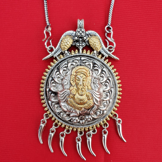 Imeora Dual Tone Ganpati Pendant With Hangings