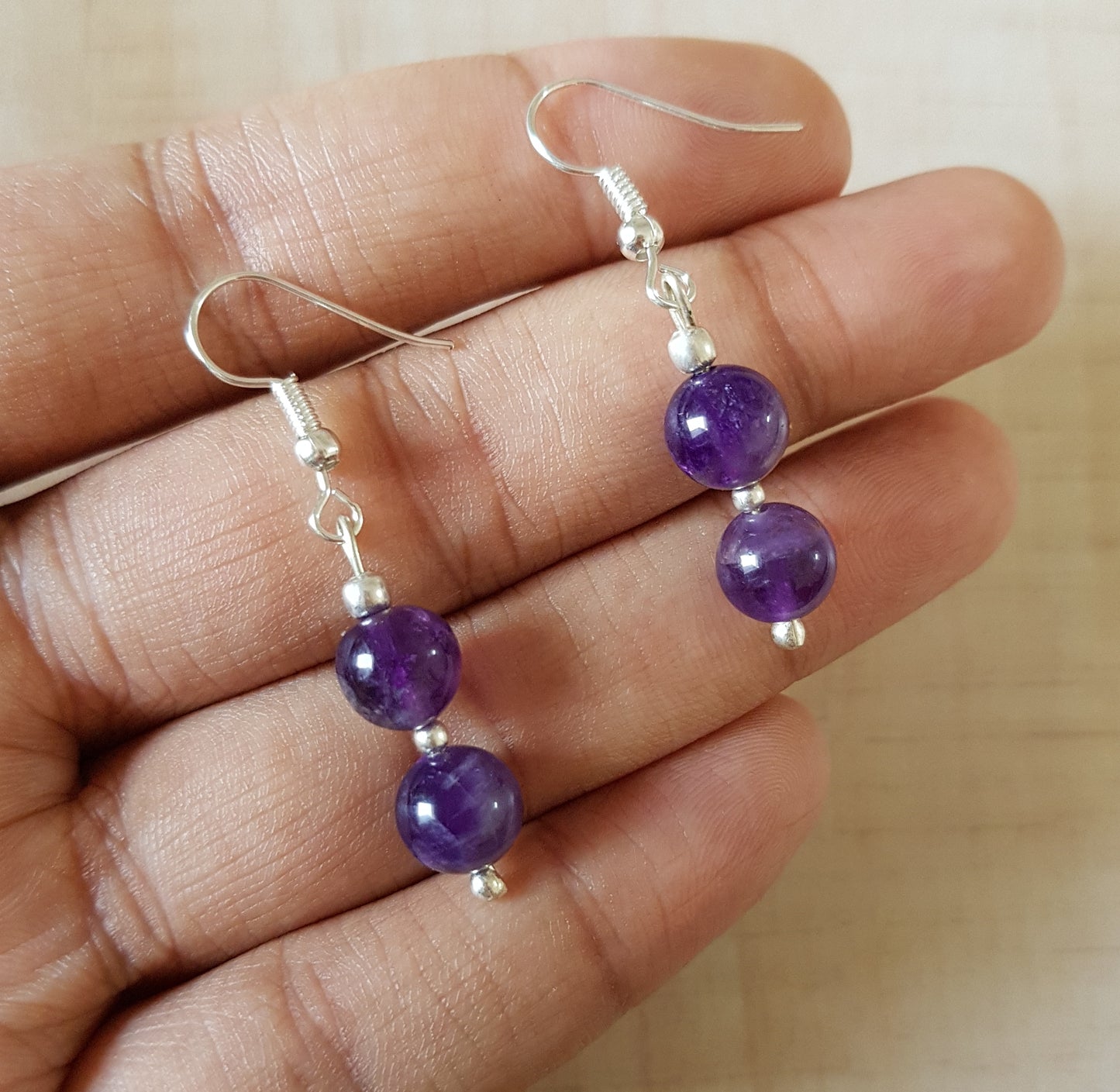 Imeora Amethyst 8mm Natural Stone Earrings