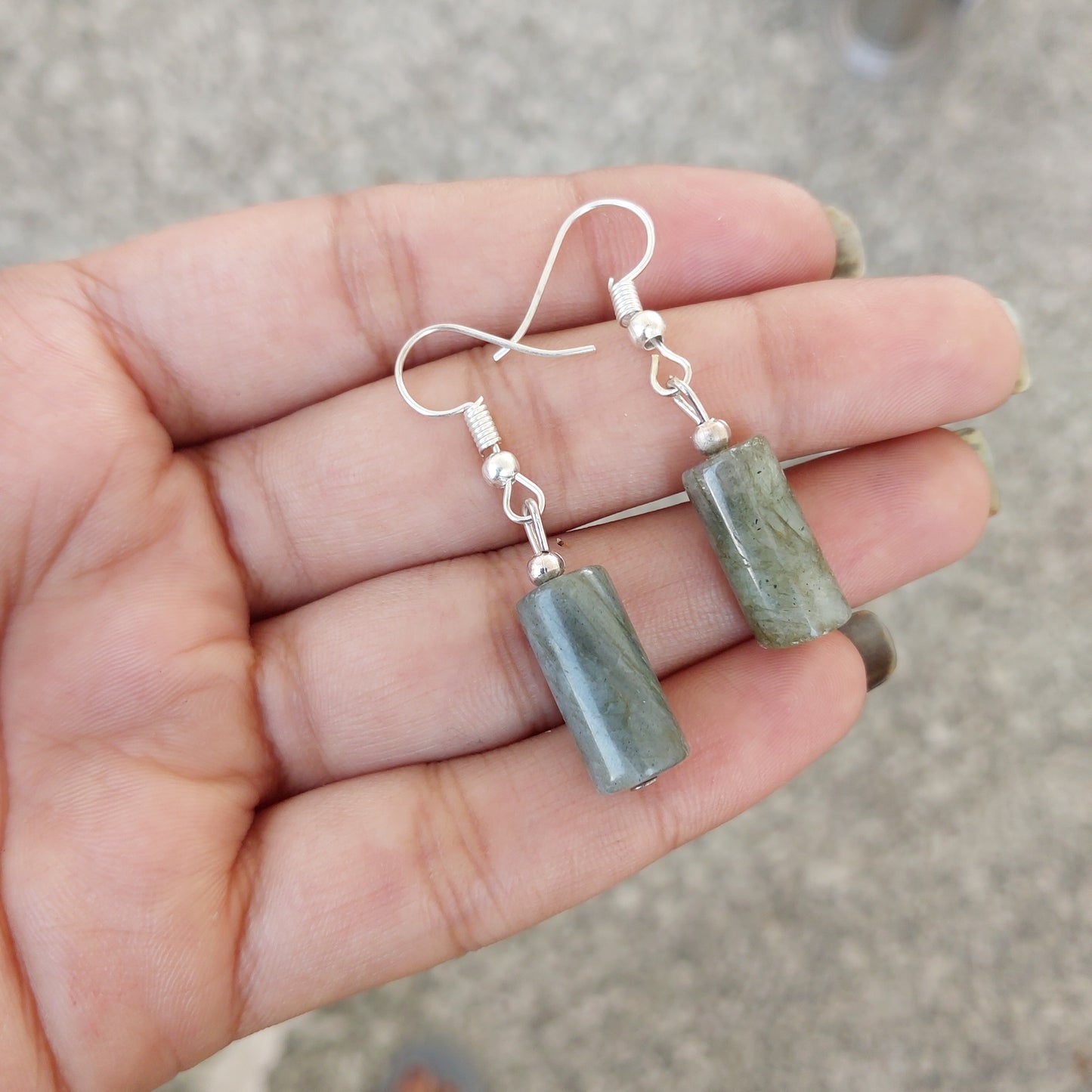 Imeora Labrodorite Cylindrical Shape Earrings