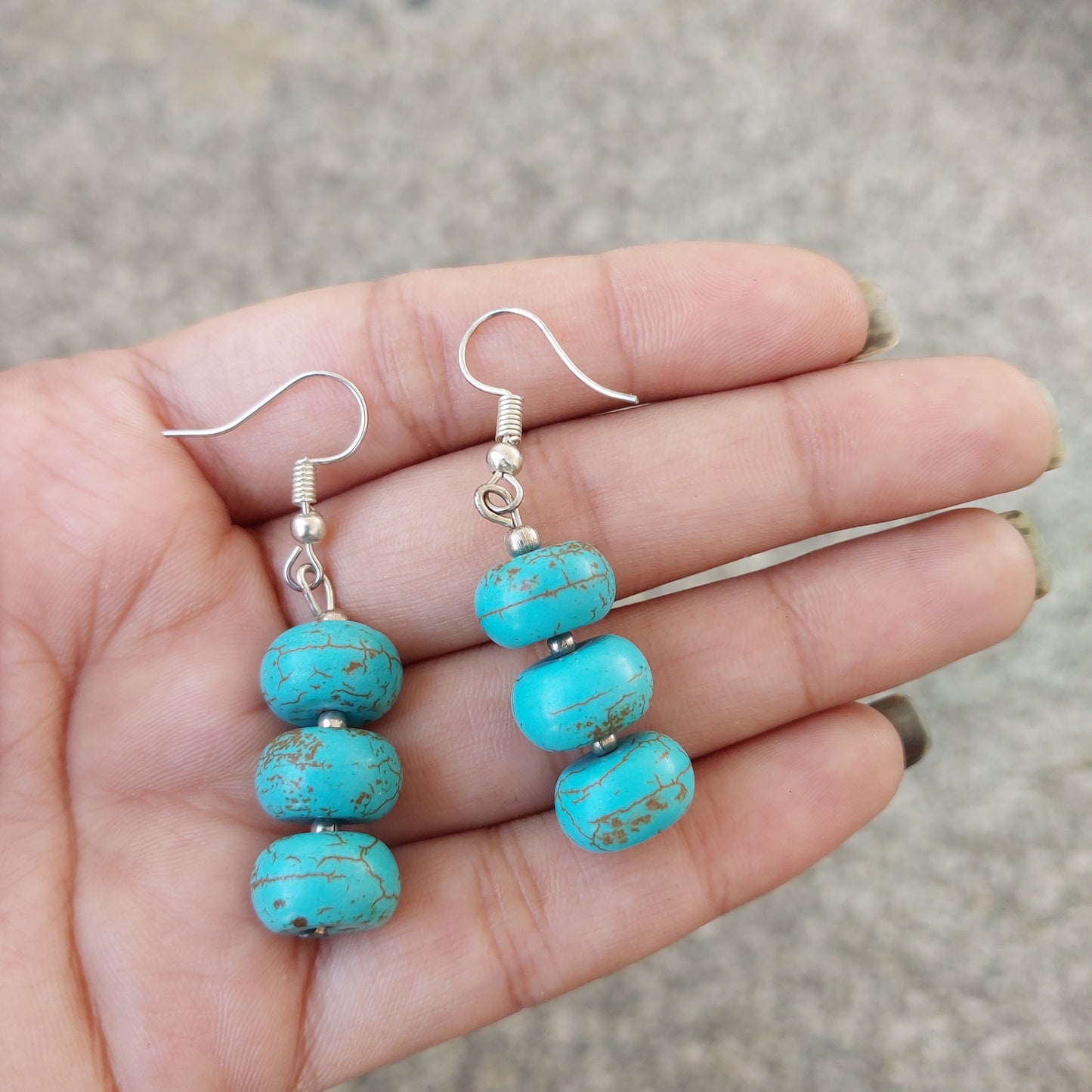 Imeora Tripple Turquoise Hanging Earrings