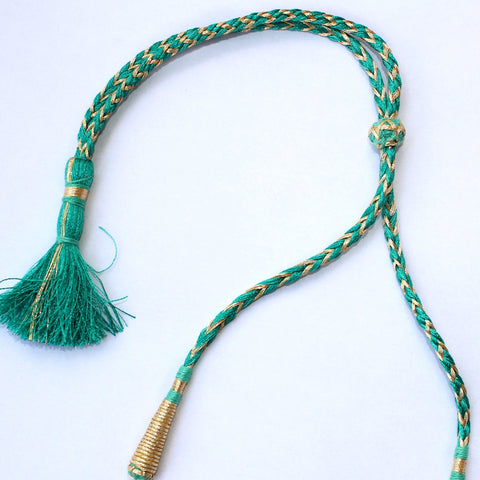 Imeora Designer Aqua Blue Choker Necklace Set With Stone Hangings And Handmade Dori