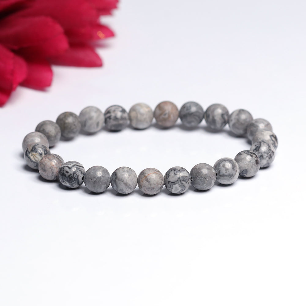 Certified Map Stone 8mm Natural Stone Bracelet