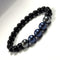 Blue And Metallic Black Shell Pearls 10mm Bracelet With 8mm Black Beads
