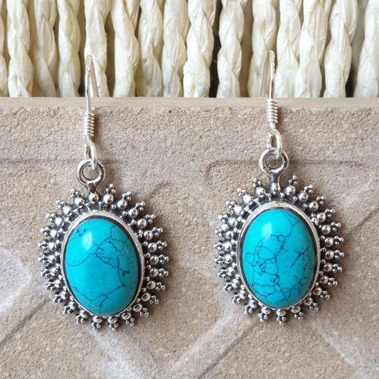 925 Silver Turquoise Hanging Earrings