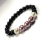 Peach And White Shell Pearls 10mm Bracelet With 8mm Black Beads