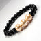 Cream Shell Pearls 12mm Bracelet With 8mm Black Beads