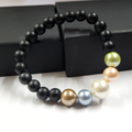 Multicolor Shell Pearls Bracelet With 8mm Black Beads