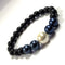 Blue And White Shell Pearls Bracelet With 8mm Black Beads