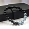 Light Blue Shell Pearls 10mm Bracelet With 8mm Black Beads