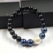 Blue And White Shell Pearls Bracelet With 8mm Black Beads